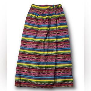 Bonjour Vintage Boho  long multicolor maxi Wrap Skirt size 5 or 26 waist